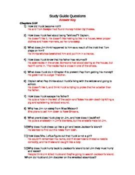 Study guide questions for huckleberry finn. - Study guide questions for huckleberry finn.